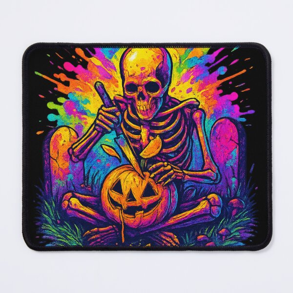 Item preview, Psychedelic Skeleton Carving Pumpkin – Halloween Artwork designed and sold by EchoDimension.
