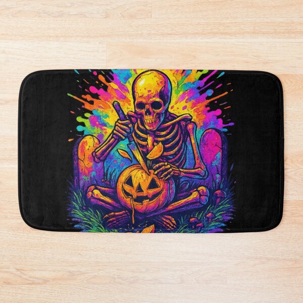 Item preview, Psychedelic Skeleton Carving Pumpkin – Halloween Artwork designed and sold by EchoDimension.
