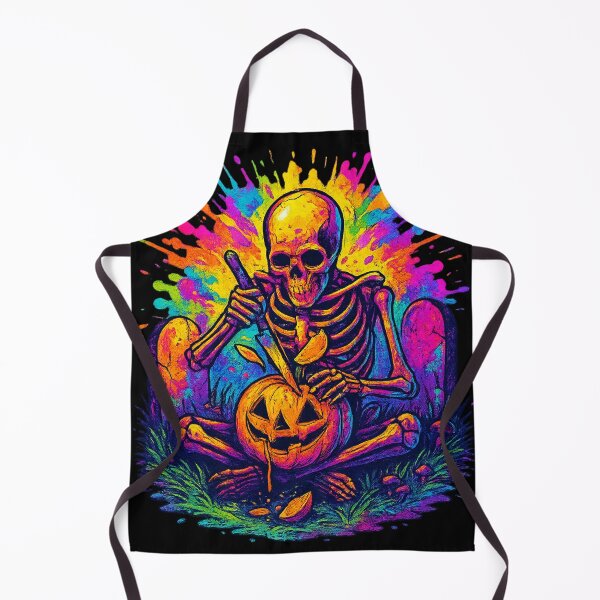 Item preview, Psychedelic Skeleton Carving Pumpkin – Halloween Artwork designed and sold by EchoDimension.