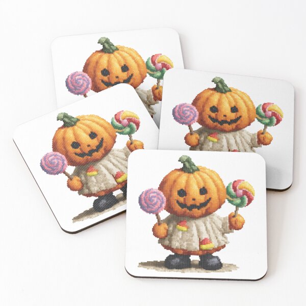 Item preview, Cute Jack O' Lantern with Candy Lollipops Pixel Art Sticker designed and sold by BBackdesign.