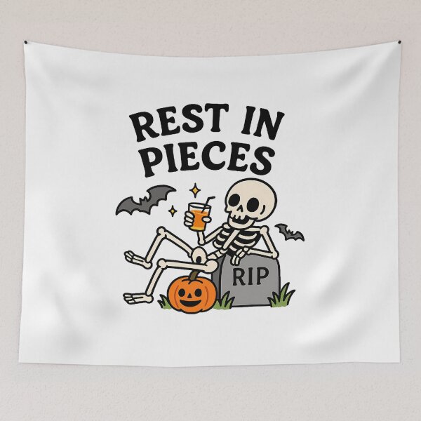 Item preview, Cute Cartoon Skeleton Lounging on Tombstone T-Shirt - Fun Halloween Design designed and sold by PrintCreations9.
