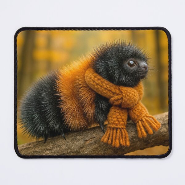 Item preview, Woolly Bear Caterpillar Wearing a Knitted Scarf designed and sold by Maria Dryfhout.
