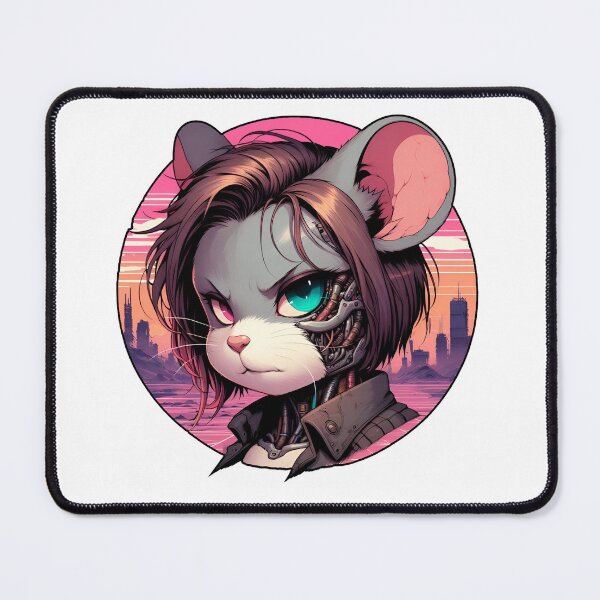 Item preview, Cyborg Rat Warrior – Neon Dystopian Furry Art designed and sold by CaliLuminos.