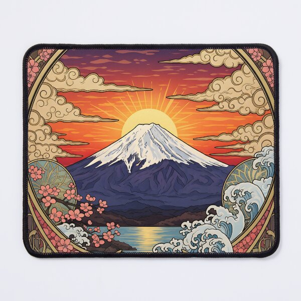 Item preview, Art Nouveau Rising Sun over Mt. Fuji – Radiant Dawn designed and sold by Atelier Jin.