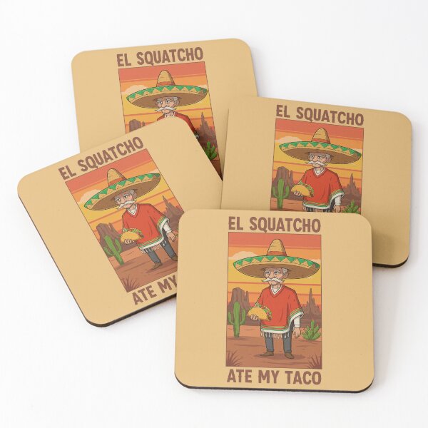 Aperçu de l'œuvre El Squatcho a mangé mon taco drôle Sombrero Taco Humour créée et vendue par ArtFromBeyond.