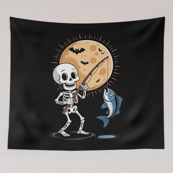Item preview, Halloween Skeleton Fishing Fisherman designed and sold by savrmiller.