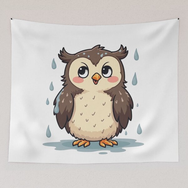 Item preview, “Awkwardly Cute Wet Owl” designed and sold by Bareradesigns.