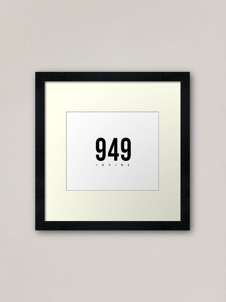 Irvine Ca 949 Area Code Design Framed Art Print By Cartocreative Redbubble