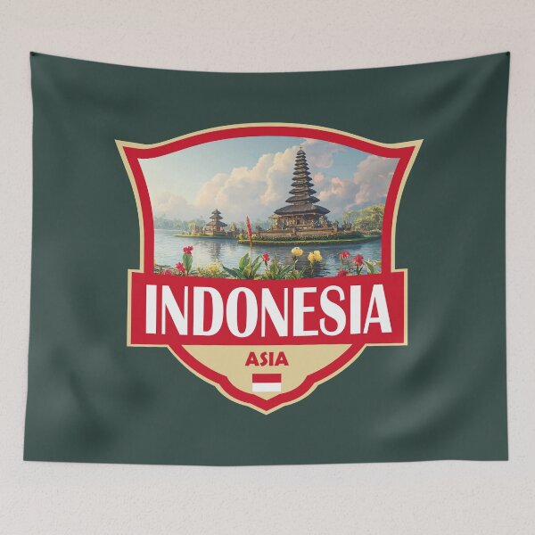 Item preview, Indonesia Illustration Retro Badge designed and sold by KrisSidDesigns.
