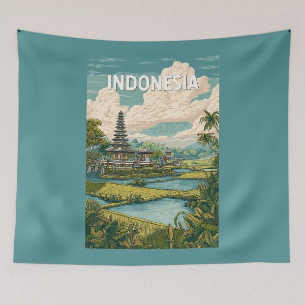 Item preview, Indonesia Illustration Travel Art Vintage designed and sold by KrisSidDesigns.