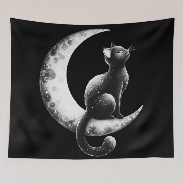 Item preview, Cute Witch Cat on the Moon designed and sold by KunoKR.