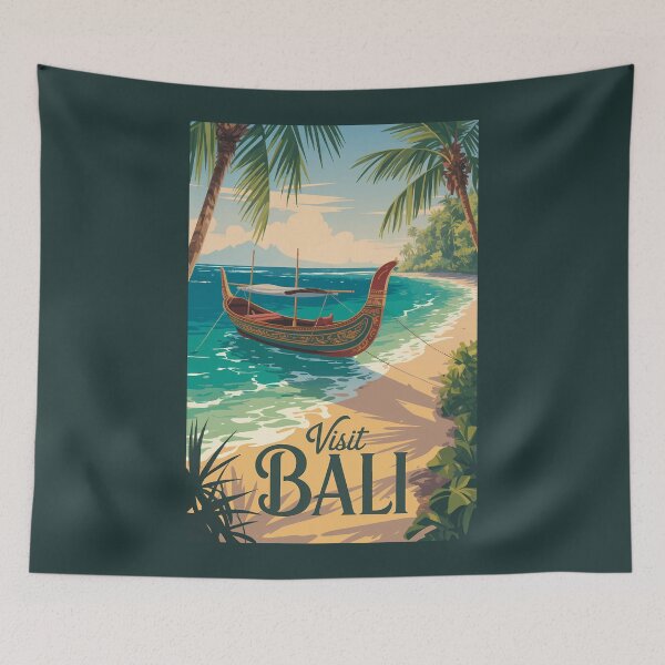 Item preview, Bali Indonesia Illustration Travel Art Vintage designed and sold by KrisSidDesigns.