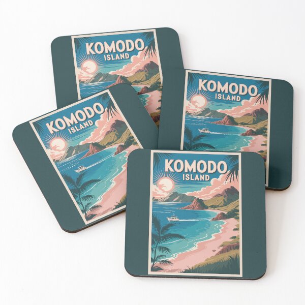 Item preview, Komodo Island Indonesia Illustration Travel Art Vintage designed and sold by KrisSidDesigns.