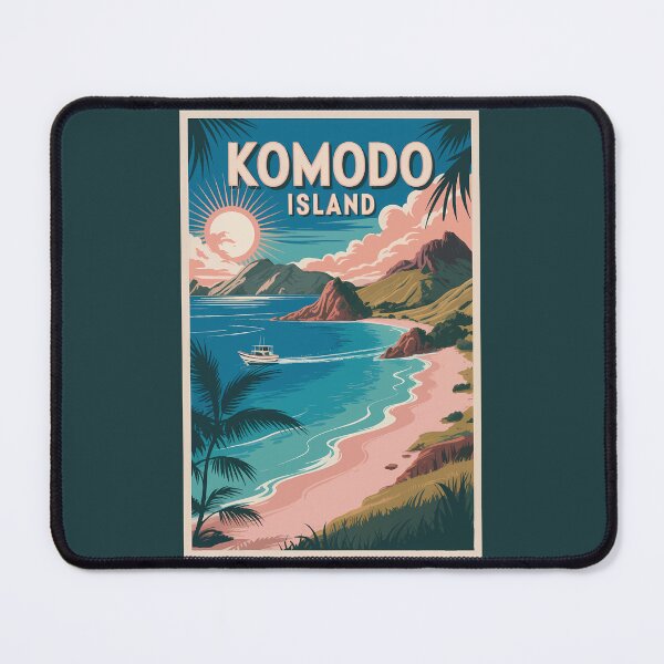 Item preview, Komodo Island Indonesia Illustration Travel Art Vintage designed and sold by KrisSidDesigns.