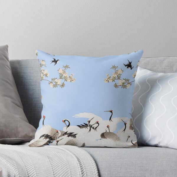 Item preview, Antique Japanese Screen Red Capped Cranes and Cherry Trees designed and sold by Pixelchicken.