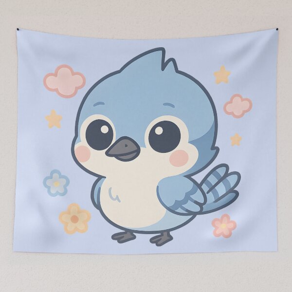 Item preview, Baby Blue Jay Cute Cartoon Bird Illustration Fun Nature Art designed and sold by Slayfandom.