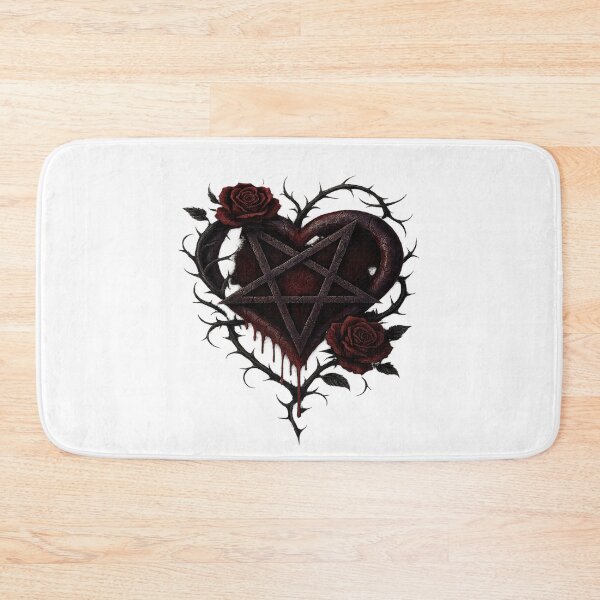 Item preview, Gothic Love Metal Heart with Pentagram and Roses – Dark Romance Art designed and sold by Horrordaddy13.