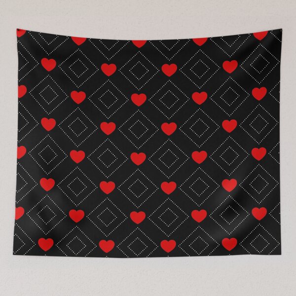 Item preview, Geometric Heart Pattern with Dotted Diamonds on Black designed and sold by Arte Zen.