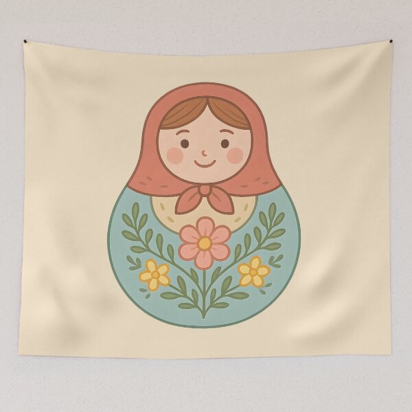 Item preview, Babushka Doll Cute Russian Nesting Doll Illustration Folk Art Design designed and sold by Slayfandom.