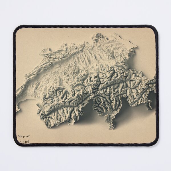 Item preview, Switzerland Shaded Relief Map 3D digitally-rendered designed and sold by ThinkAboutMaps.