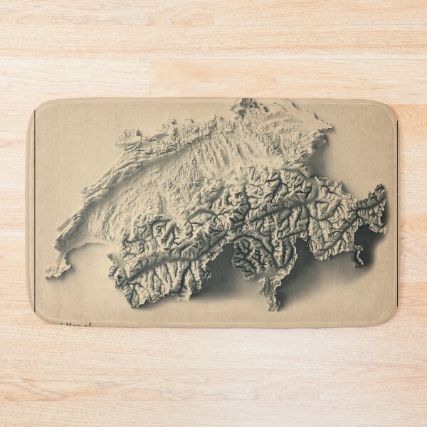 Item preview, Switzerland Shaded Relief Map 3D digitally-rendered designed and sold by ThinkAboutMaps.