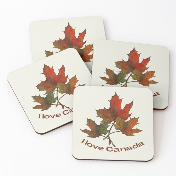 Item preview, I Love Canada, Three Red Maple Leaves Drawing, Canadian designed and sold by JoyfulWhimsy.