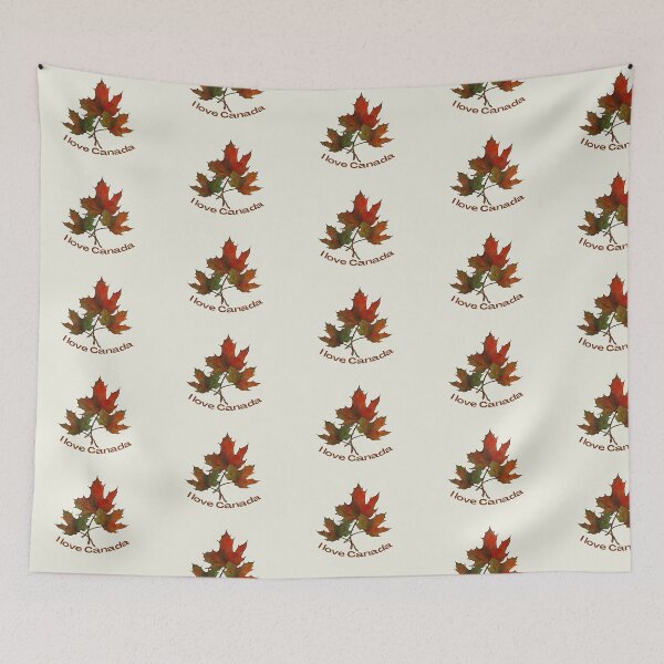 Item preview, I Love Canada, Three Red Maple Leaves Drawing, Canadian designed and sold by JoyfulWhimsy.