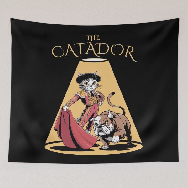 Item preview, The Catador – Cat Matador vs Bulldog designed and sold by Snark Town Tees.