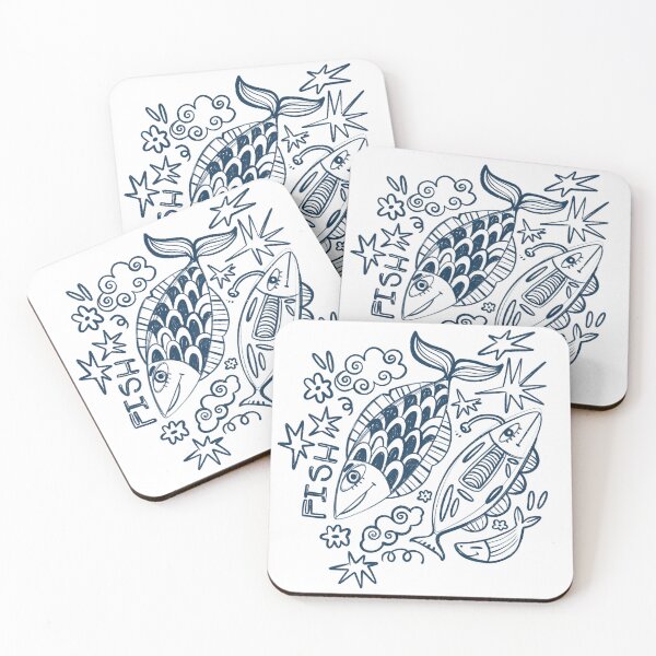 Item preview, Illustration fish with monotone blue sea mood ;) designed and sold by Waanwaat.