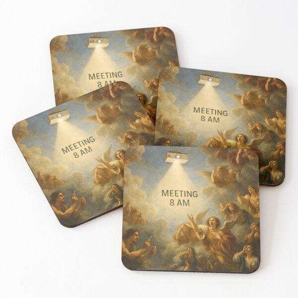 Item preview, Meeting at 8 AM | Funny Classical Ceiling Painting Meme designed and sold by The Classics Freak.