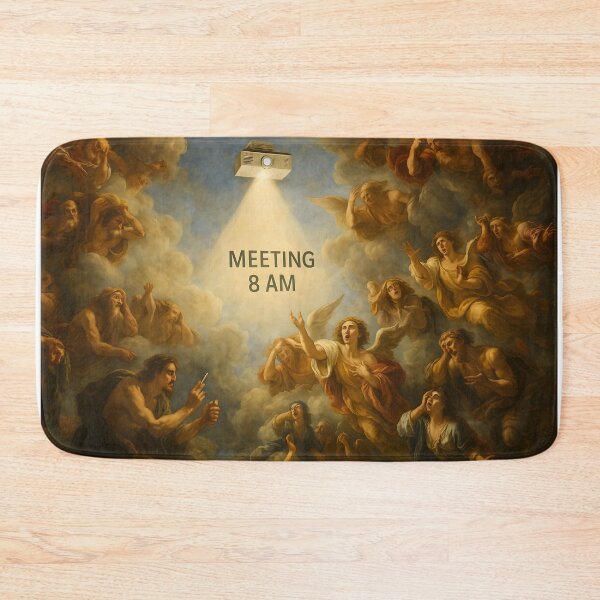 Item preview, Meeting at 8 AM | Funny Classical Ceiling Painting Meme designed and sold by The Classics Freak.