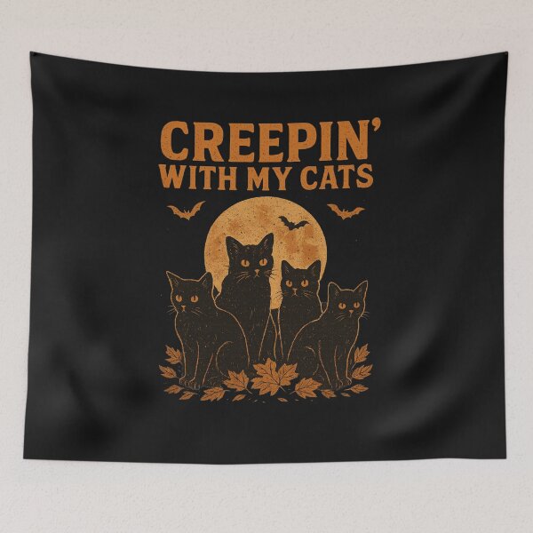 Item preview, Creepin' with my cats spooky halloween designed and sold by NovivoPrints.