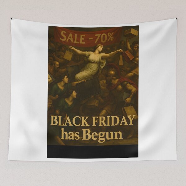 Item preview, Epic Black Friday Battle | Funny Classical Painting Meme Shopping Art designed and sold by The Classics Freak.
