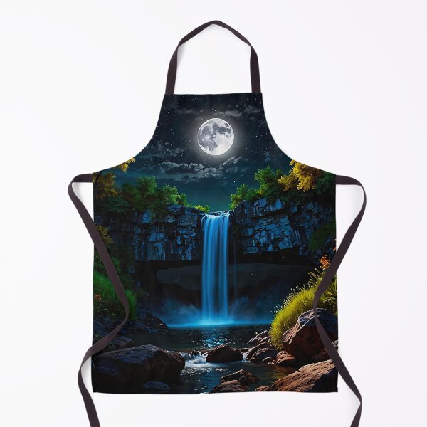 Item preview, Moonlit night at the waterfall designed and sold by PixelParadies.