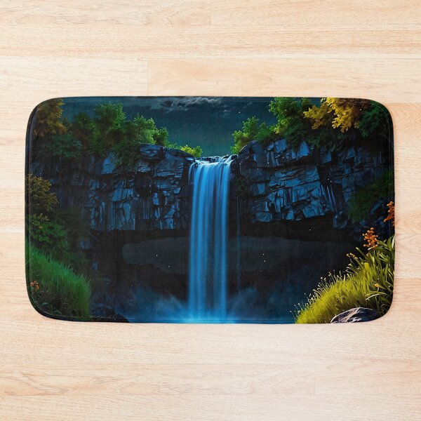Item preview, Moonlit night at the waterfall designed and sold by PixelParadies.