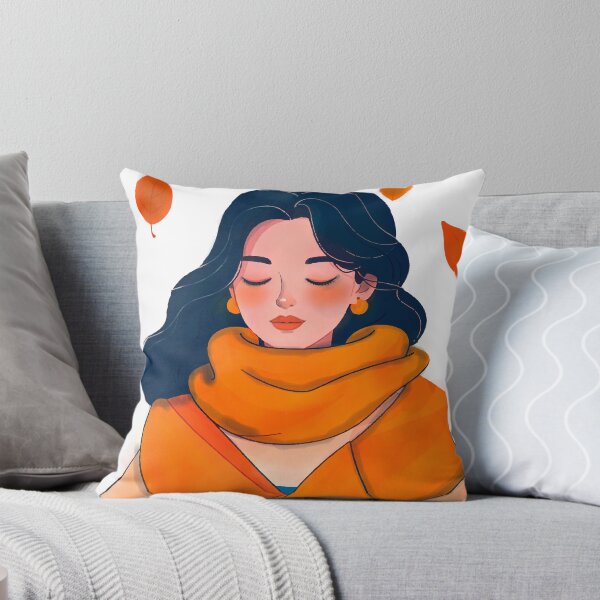 Item preview, Minimalist Fine Line Portrait of Woman with Wool Scarf and Autumn Leaves designed and sold by  Ojo de Lilith.