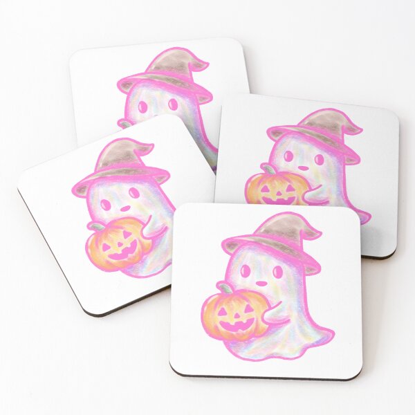Item preview, Bright cute little ghost holding a pumpkin in Halloween. designed and sold by Nqcxlz.
