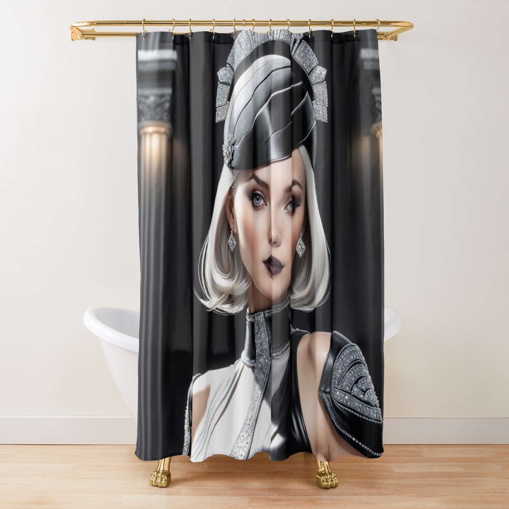 Stunning Regal Portrait Of Lady Asteria Riccacia Striking AI Concept Art by Xzendor7 Decorative Art Print Shower Curtain