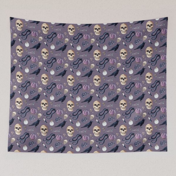 Item preview, Gothic Watercolour Floral Pattern – Skulls, Snakes, Potions and Moths designed and sold by smeraldosecrets.