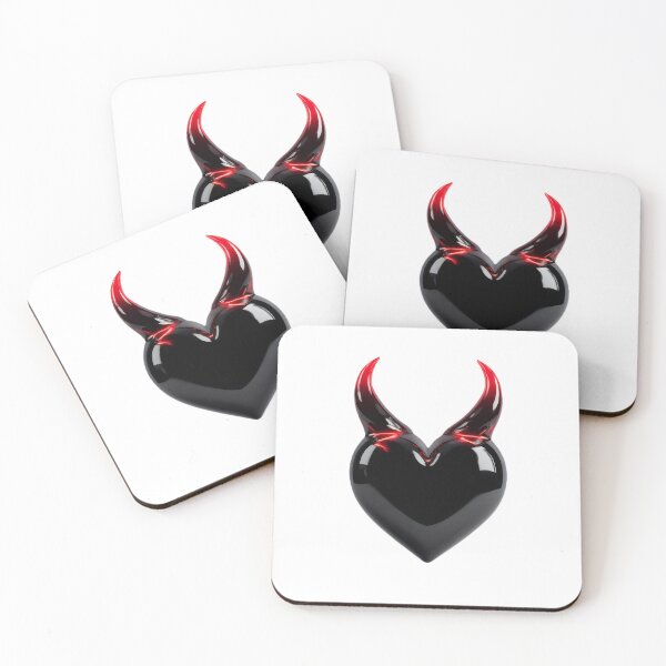 Item preview, Black heart with red tipped horns designed and sold by Primal Father.
