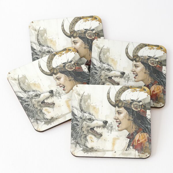 Item preview, Laughing with the Wolf – Fantasy Autumn Market Scene designed and sold by WildWood Digital Art.