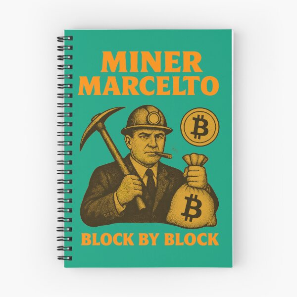 Item preview, "Miner Marcelto – Block by Block" | Bitcoin Mining Design designed and sold by BitCrop.