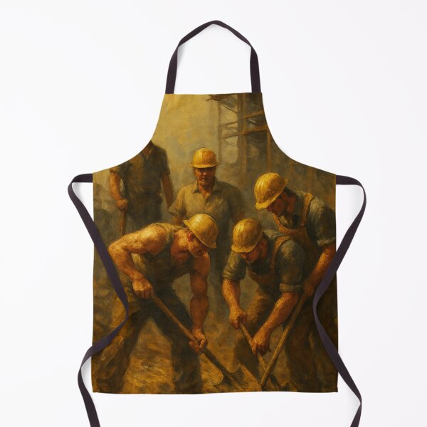 Item preview, Construction Crew at Work – Gritty Labor Oil Painting Art Print designed and sold by Sean McElroy.