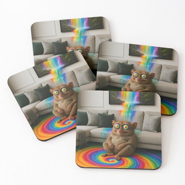Item preview, Psychedelic Tarsier in Rainbow Room designed and sold by DuttyLion.