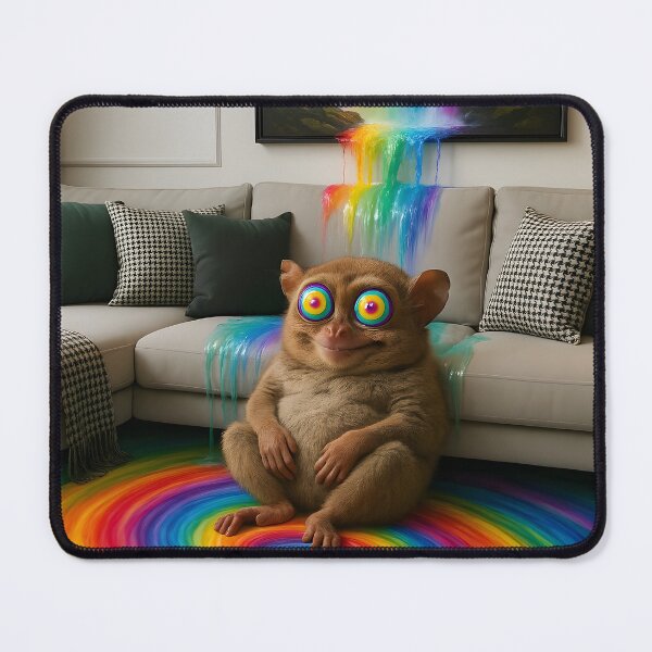 Item preview, Psychedelic Tarsier in Rainbow Room designed and sold by DuttyLion.