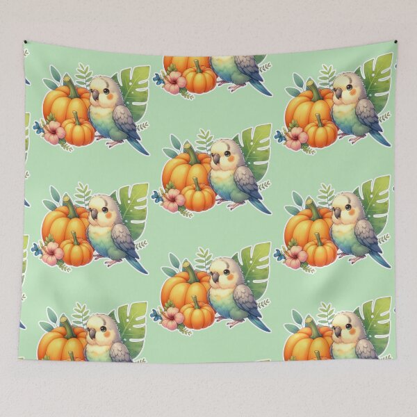 Item preview, Autumn Pumpkin Parrot – Cute Tropical Fall Bird Illustration designed and sold by Sugar Wisdom .