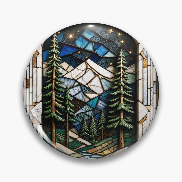 Item preview, Greer Arizona - Mountains, Hike, Lake View - Stained Glass Pine Forest and River Artwork designed and sold by pixelated_echoes.