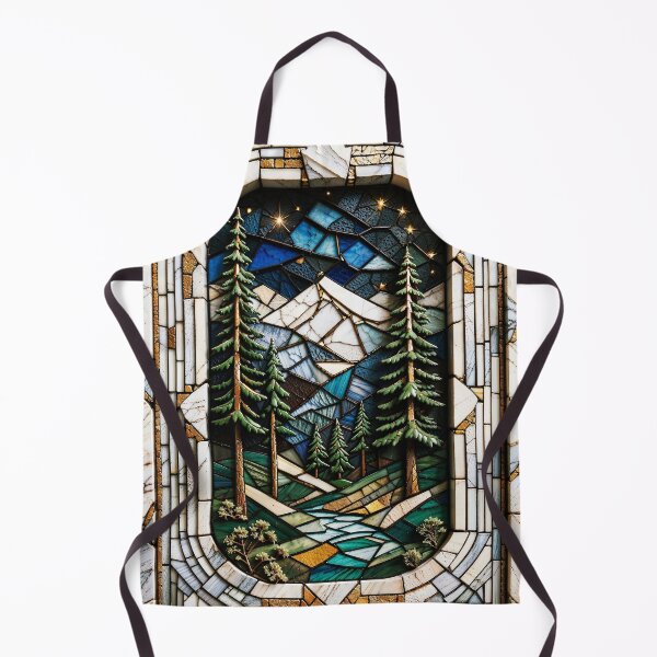 Item preview, Greer Arizona - Mountains, Hike, Lake View - Stained Glass Pine Forest and River Artwork designed and sold by pixelated_echoes.