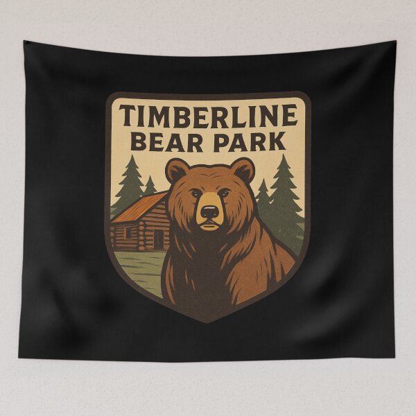 Item preview, Timberline Bear Park Vintage Grizzly Bear & Cabin Emblem designed and sold by NSB-Design.