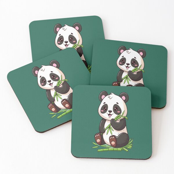 Item preview, Happy Cartoon Panda Holding Bamboo Leaves designed and sold by PrintBreeze.
